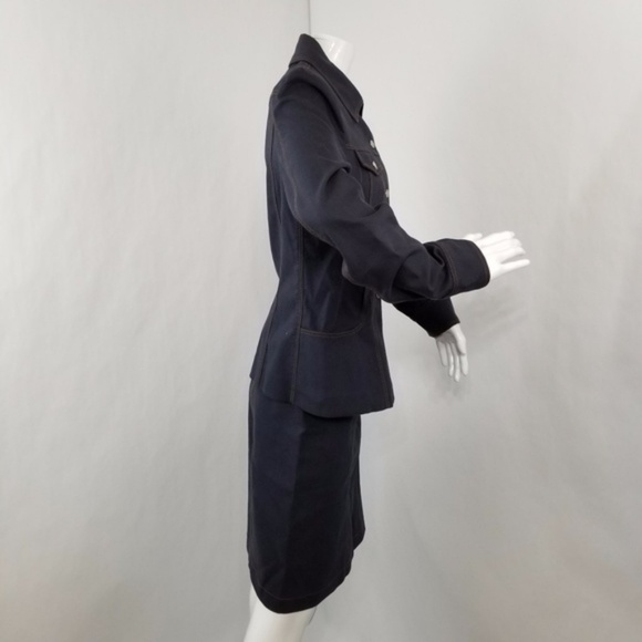 Les Copains Suit Womens Size 4/6 Blue Blazer Skirt Denim Design - Picture 4 of 6